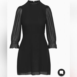 Wilfred swept dress Aritzia puff sleeve dress ruffled sleeve size 10 black